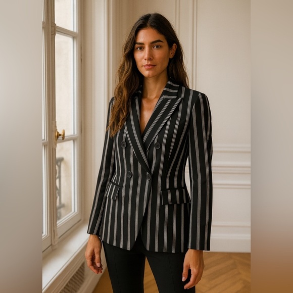 Veronica Beard Jackets & Blazers - Veronica Beard $650 Miller Dickey Blazer Jacket Pinstripe Black White Size 2